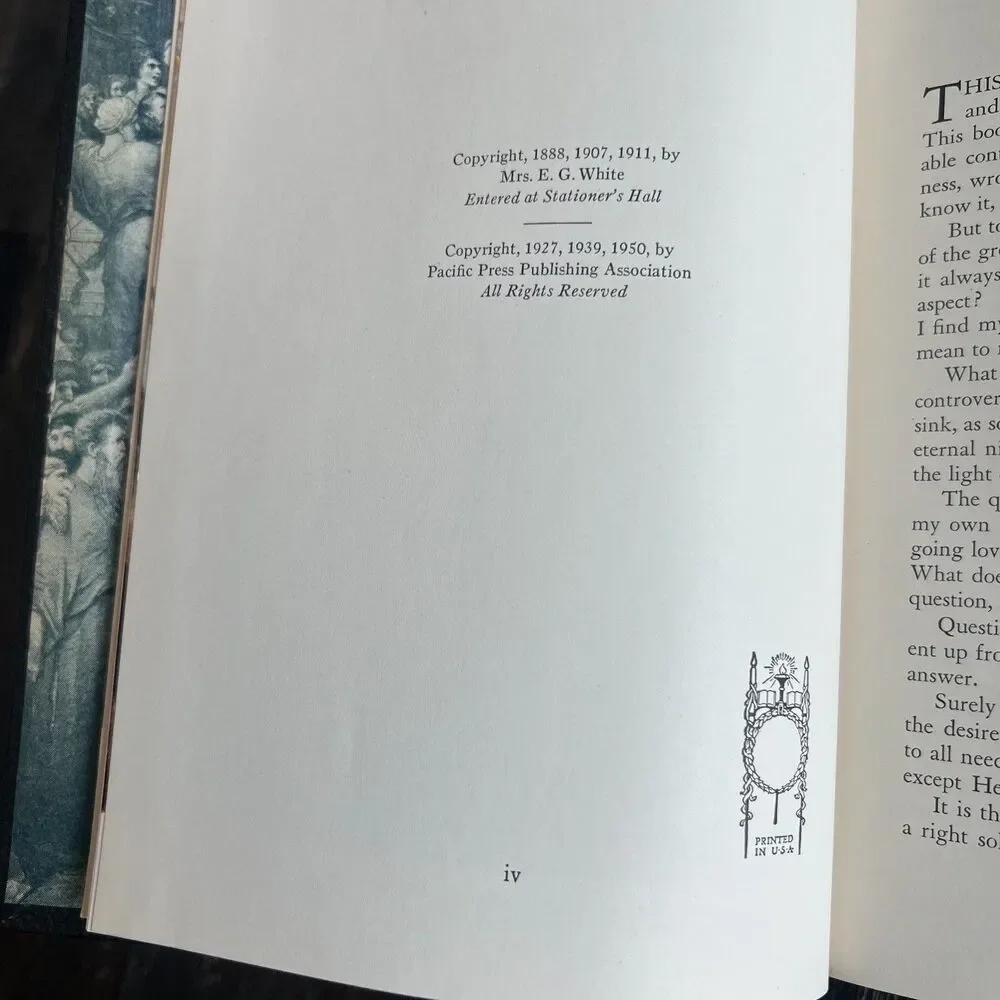 The Great Controversy Between Christ and Satan E.G. White Stone Marbling Edges